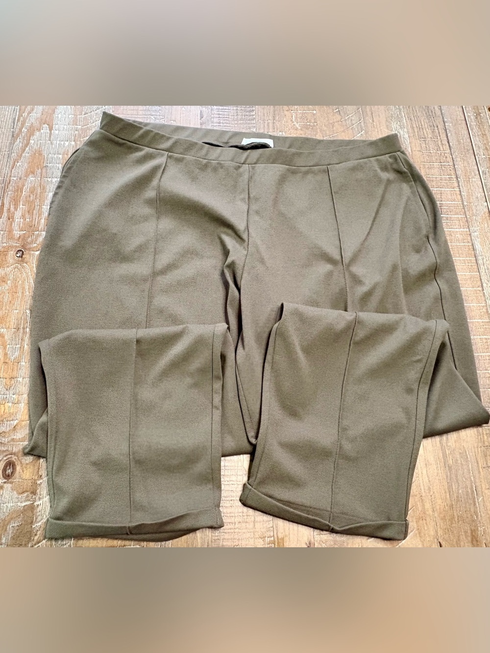 MANGO MNG Cuffed Seam Detail Lounge Pants - Olive Khaki Green Women 3XL - Picture 2 of 8
